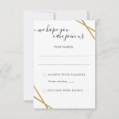 Minimale gemiddelde zwarte goudgeometrische grens RSVP kaartje (Achterkant)