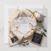 Minimale genderneutrale zwangerschapsaankondiging kaart (Voorkant)