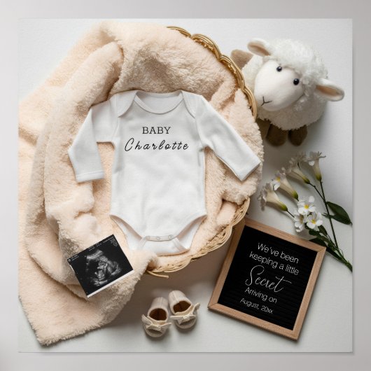 Minimale genderneutrale zwangerschapsaankondiging poster (Voorkant)