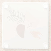 Minimale geometrische aardvorm botanisch monogram glazen onderzetter (Achterkant)