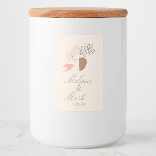 Minimale geometrische aardvorm Botanisch Monogram Voedselcontainer Etiket (Voorkant)