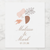 Minimale geometrische aardvorm Botanisch Monogram Wijn Etiket (Enkel label)