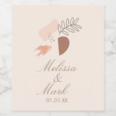 Minimale geometrische aardvorm Botanisch Monogram Wijn Etiket (Enkel label)