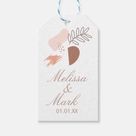 Minimale geometrische aardvorm botanische monogram cadeaulabel (Voorkant)