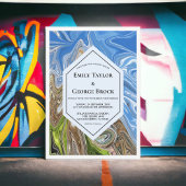 Minimale Geometrische Blauwe Groene Aarde Tone Wed Kaart