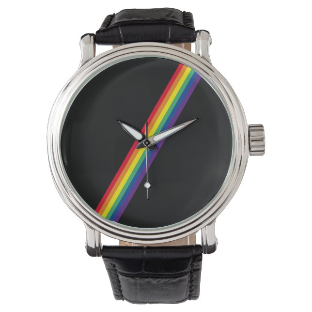 Minimale geometrische geometrische regenboogstrips horloge (Voorkant)