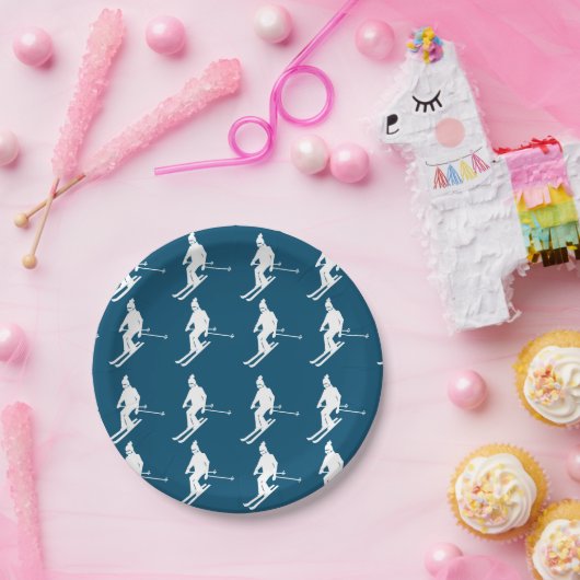 Minimale geometrische kieren Winterblauw Papieren Bordje (Feest)