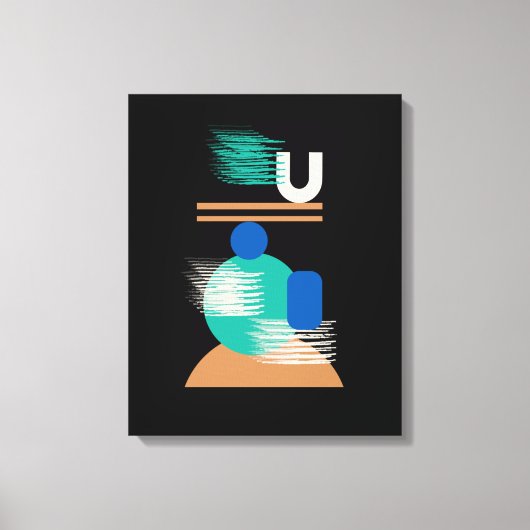 Minimale geometrische kleurrijke kunst op zwart Ca Canvas Afdruk (Voorkant)