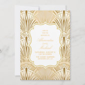 Minimale geometrische kunst Deco Wedding White Gol Kaart (Voorkant)