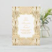 Minimale geometrische kunst Deco Wedding White Gol Kaart (Staand voorkant)