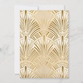 Minimale geometrische kunst Deco Wedding White Gol Kaart (Achterkant)