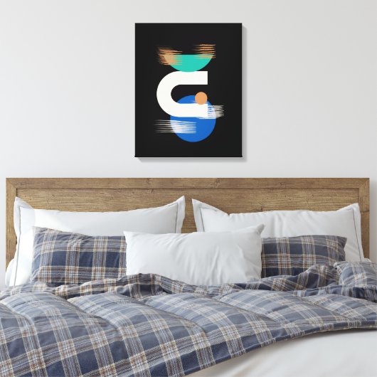 Minimale geometrische kunst op zwart gestrekte Can Canvas Afdruk (Insitu (Slaapkamer))