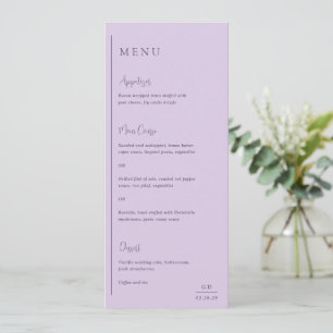 Minimale Geometrische Lavendel Moderne Bruiloft Menu