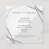 Minimale geometrische marmer grijze zilverkorting vierkante visitekaartje (Achterkant)