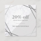 Minimale geometrische marmer grijze zilverkorting vierkante visitekaartje (Voorkant)