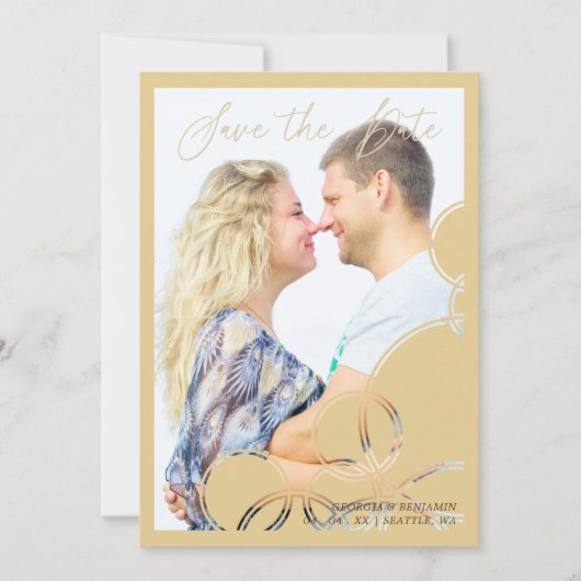 Minimale geometrische vormen Gold Effect foto Save The Date (Voorkant)