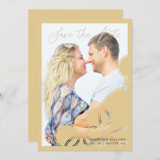 Minimale geometrische vormen Gold Effect foto Save The Date (Voorkant / Achterkant)