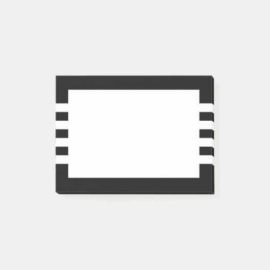 Minimale geometrische zwarte en witte strepen post-it® notes (Voorkant)