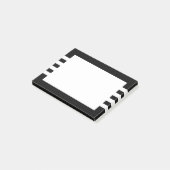 Minimale geometrische zwarte en witte strepen post-it® notes (Schuin)