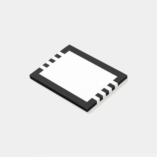 Minimale geometrische zwarte en witte strepen post-it® notes (Schuin)