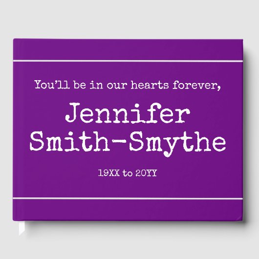 Minimale & gepersonaliseerde begrafenis / Memorial Gastenboek (Voorkant)