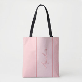 Minimale gepersonaliseerde blush roze tote bag