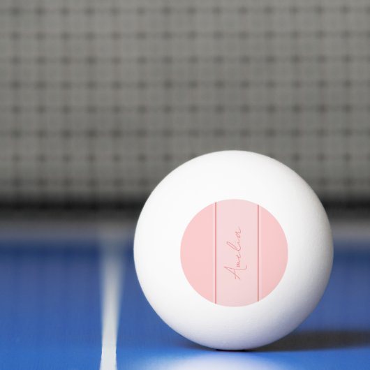 Minimale gepersonaliseerde naam Blush Pink Pingpongbal (Net)