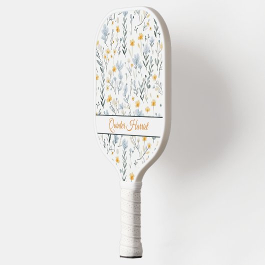 Minimale gepersonaliseerde naam Waterverf Wildflow Pickleball Paddle (Links)