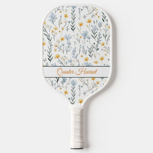 Minimale gepersonaliseerde naam Waterverf Wildflow Pickleball Paddle (Voorkant)