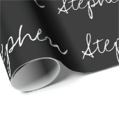 Minimale gepersonaliseerde typografie zwart wit cadeaupapier (Rol Hoek)