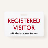 Minimale "GEREGISTREERDE VISITOR"-badge Badge (Voorkant)