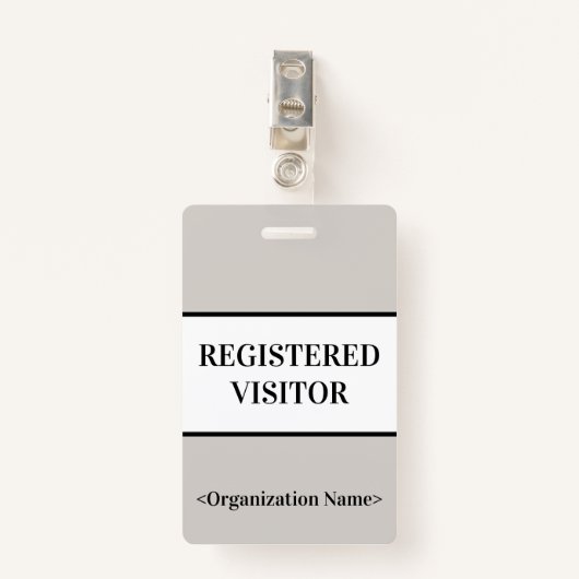 Minimale "GEREGISTREERDE VISITOR"-badge Badge (Voorkant met clip)