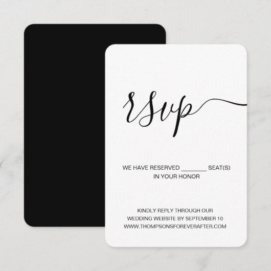 Minimale gereserveerde zitplaats Verticaal RSVP Kaartje (Voorkant / Achterkant)