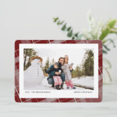 Minimale geruite een foto rode horizontale feestdagenkaart (Staand voorkant)