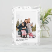 Minimale geruite enkele foto witte verticale feestdagenkaart (Staand voorkant)