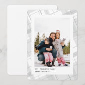 Minimale geruite enkele foto witte verticale feestdagenkaart (Voorkant / Achterkant)