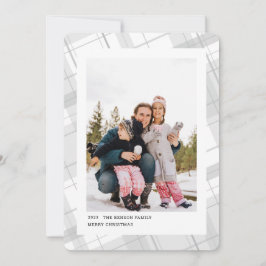 Minimale geruite enkele foto witte verticale feestdagenkaart