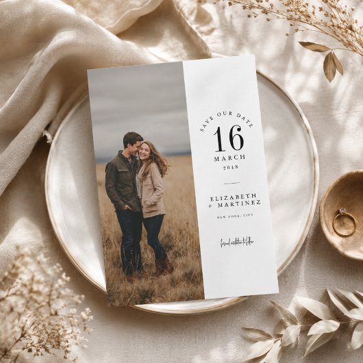 Minimale gesplitste lay-out foto bruiloft save the date