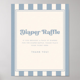 Minimale gestreepte blauwe luierraffle baby shower poster