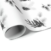 Minimale gevoelige cedar Leaf Pine Needles & Pinec Cadeaupapier (Rol Hoek)