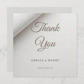 Minimale gevouwen schaduw bruiloft dank u kaart (Voorkant / Achterkant)