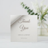 Minimale gevouwen schaduw bruiloft dank u kaart (Staand voorkant)