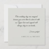 Minimale gevouwen schaduw bruiloft dank u kaart (Achterkant)