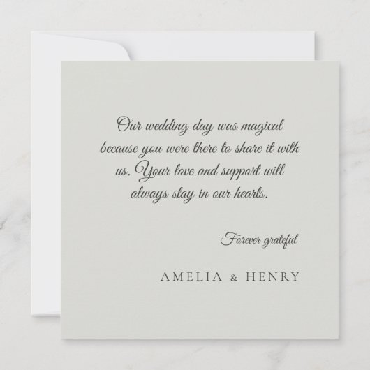 Minimale gevouwen schaduw bruiloft dank u kaart (Achterkant)