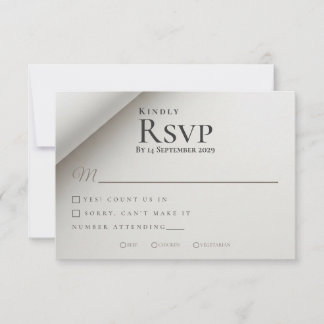 Minimale Gevouwen Schaduw Moderne bruiloft RSVP Ka Kaartje