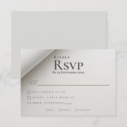 Minimale Gevouwen Schaduw Moderne bruiloft RSVP Ka Kaartje (Voorkant / Achterkant)
