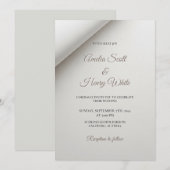 Minimale Gevouwen Schaduw Moderne Huwelijksuitnodi Kaart (Voorkant / Achterkant)