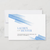 Minimale gewone hemelblauwe inktbruiloft RSVP kaartje (Voorkant)