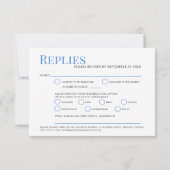 Minimale gewone hemelblauwe inktbruiloft RSVP kaartje (Achterkant)