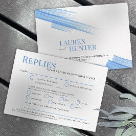 Minimale gewone hemelblauwe inktbruiloft RSVP kaartje